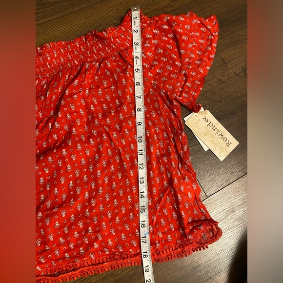 NWT Rewind off the shoulder red floral top sz: XL - Picture 5 of 6